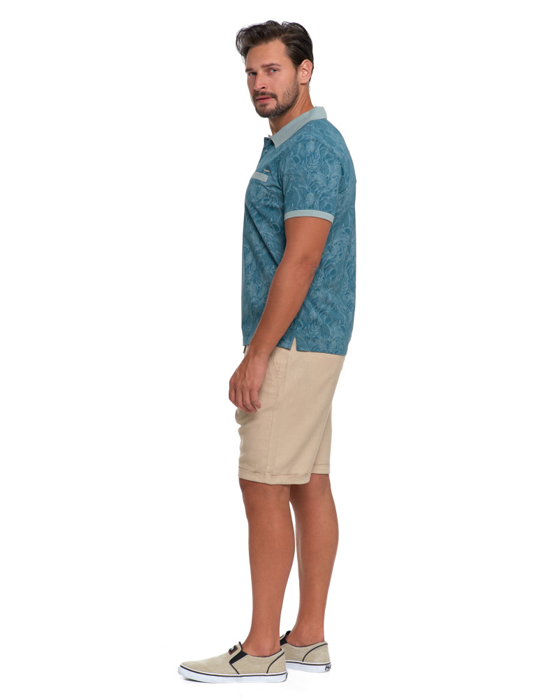 Polo - Koszulka polo męska bawełniana wzorzysta NIEBIESKI  - produkt moraj.pl 3