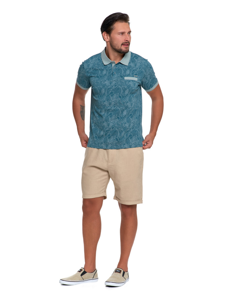 Polo - Koszulka polo męska bawełniana wzorzysta NIEBIESKI  - produkt moraj.pl 4