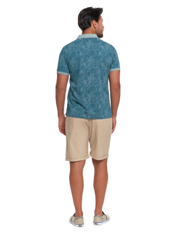 Polo - Koszulka polo męska bawełniana wzorzysta NIEBIESKI - produkt 5