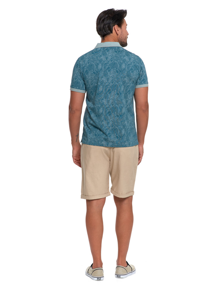 Polo - Koszulka polo męska bawełniana wzorzysta NIEBIESKI  - produkt moraj.pl 5