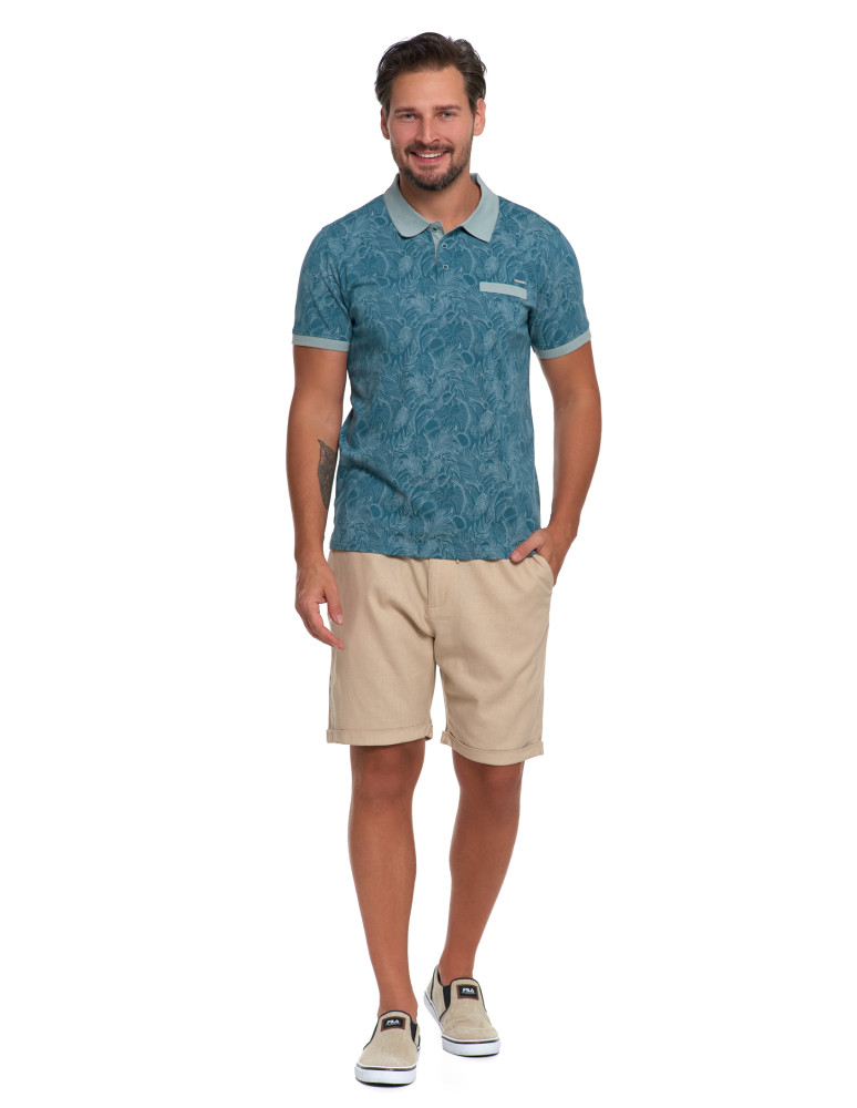 Polo - Koszulka polo męska bawełniana wzorzysta NIEBIESKI  - produkt moraj.pl 6
