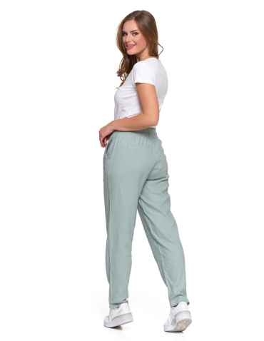 Spodnie damskie lniane z gumką w pasie  - produkt 2