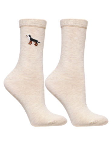 Skarpetki damskie długie z haftowanymi pieskami 3-pak - produkt 2