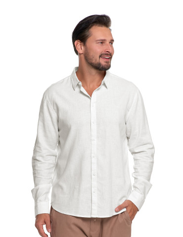 Koszulki i Tank Topy - Męska koszula lniana BIAŁY - produkt 2