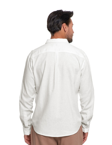 Koszulki i Tank Topy - Męska koszula lniana BIAŁY - produkt 4