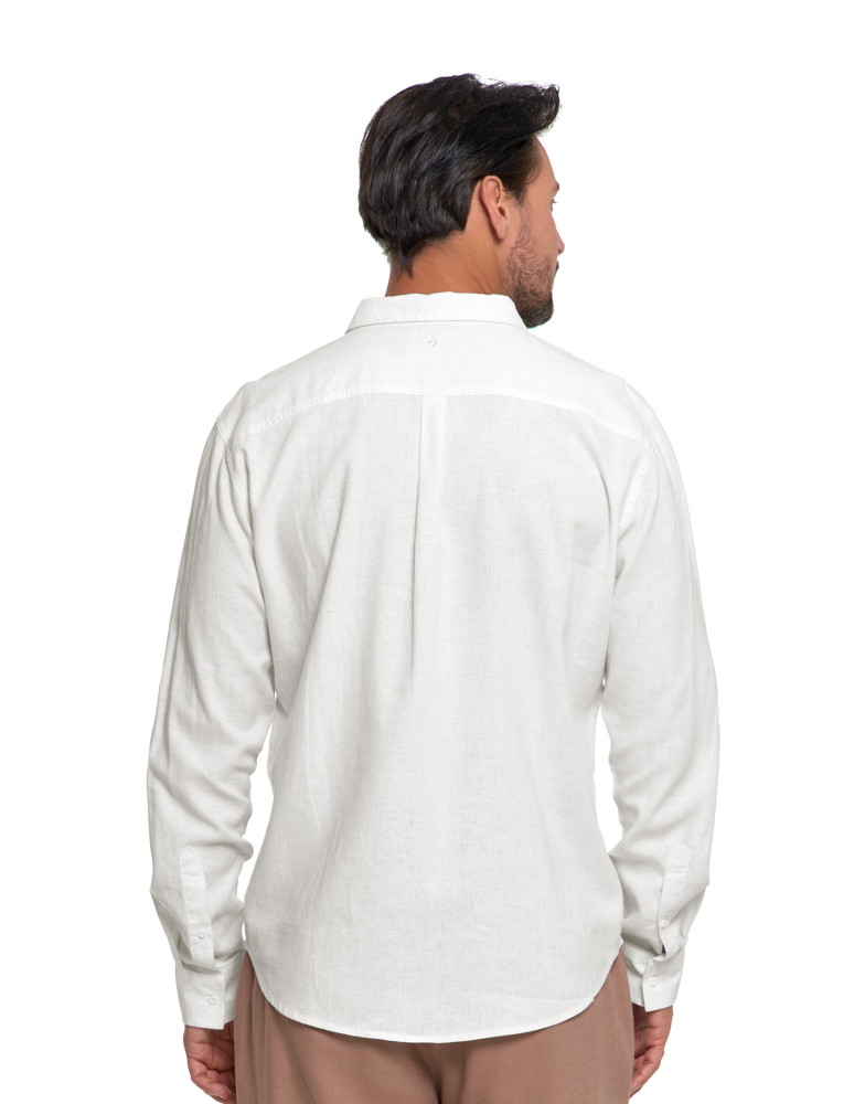 Koszulki i Tank Topy - Męska koszula lniana BIAŁY  - produkt moraj.pl 4