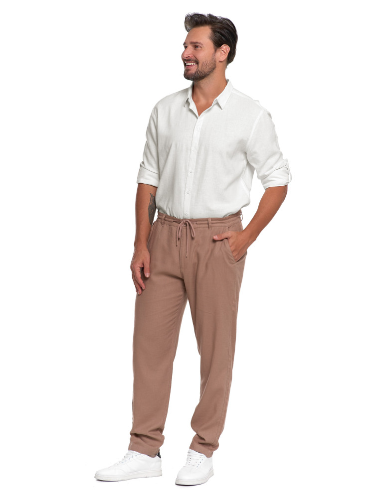 Koszulki i Tank Topy - Męska koszula lniana BIAŁY  - produkt moraj.pl 8