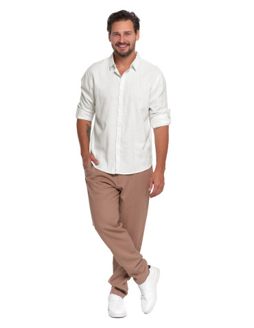 Koszulki i Tank Topy - Męska koszula lniana BIAŁY - produkt 9