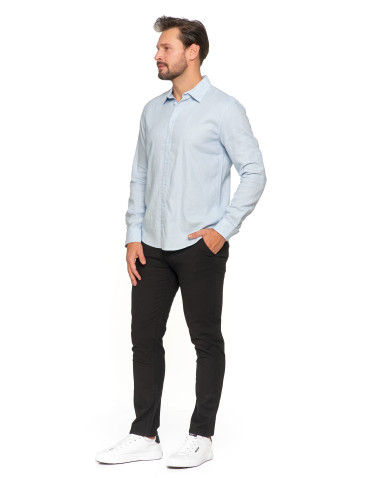 Koszulki i Tank Topy - Męska koszula lniana NIEBIESKI - produkt 3