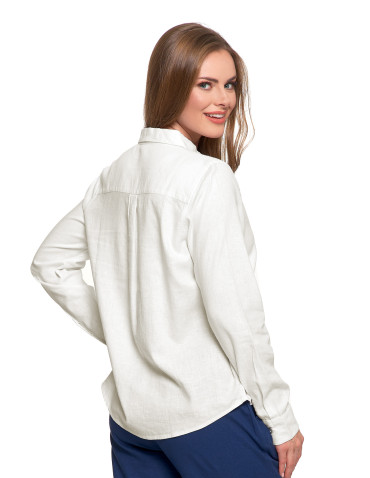 Bluzki i koszule - Damska koszula lniana BIAŁY - produkt 2
