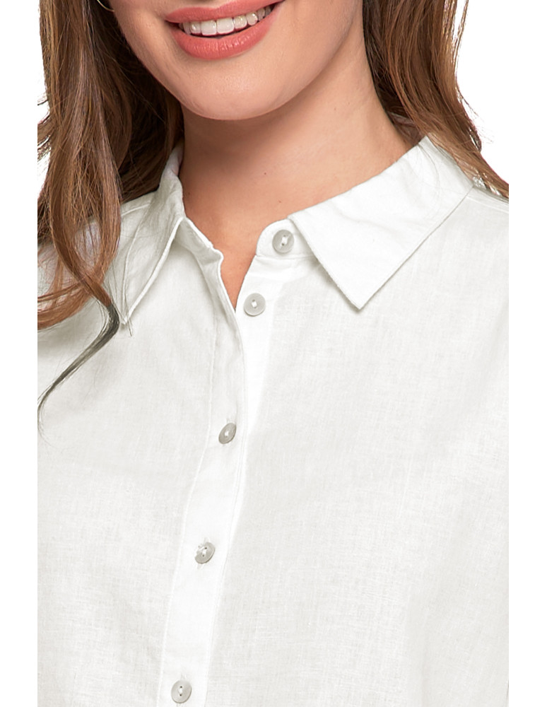 Bluzki i koszule - Damska koszula lniana BIAŁY - produkt moraj.pl 3