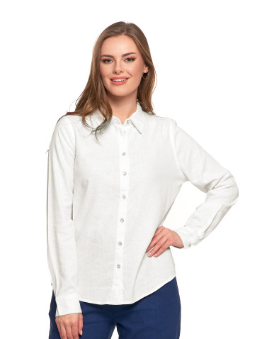 Bluzki i koszule - Damska koszula lniana BIAŁY - produkt 5