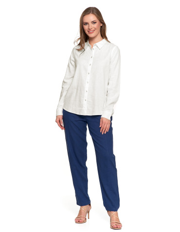 Bluzki i koszule - Damska koszula lniana BIAŁY - produkt 6