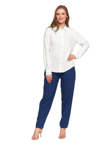 Bluzki i koszule - Damska koszula lniana BIAŁY - produkt 7