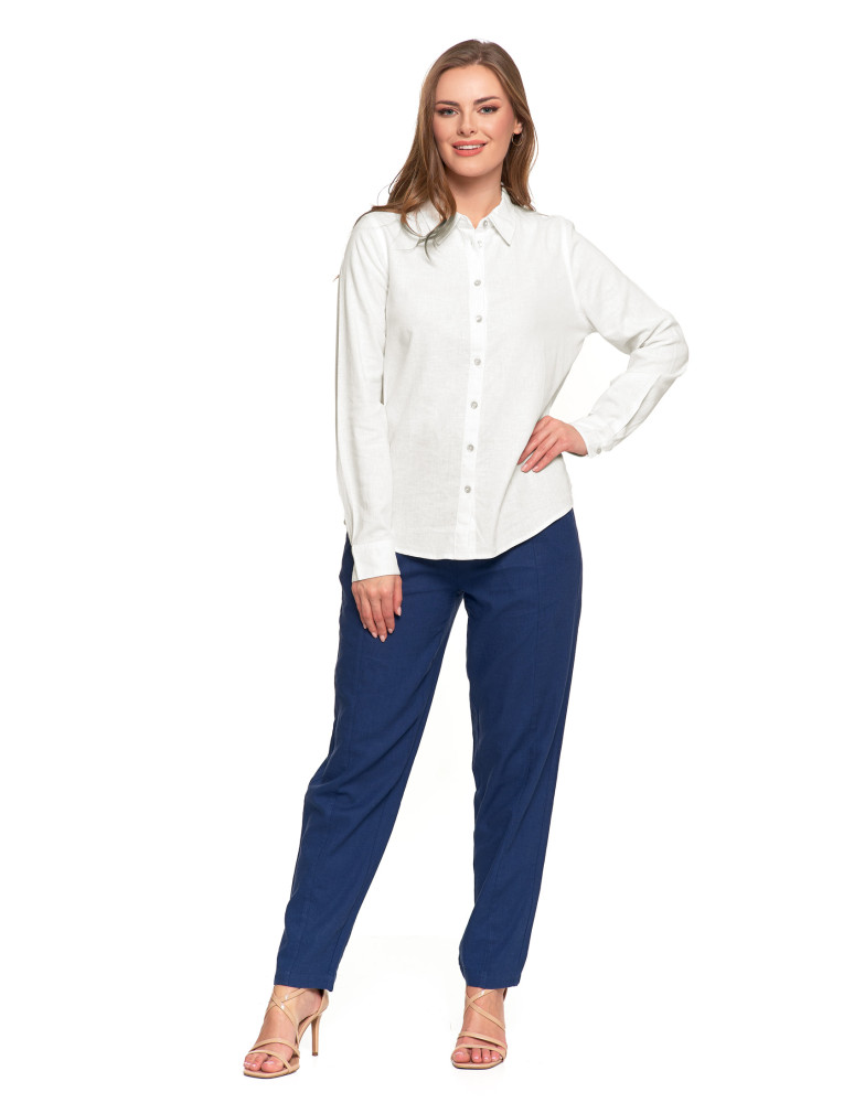 Bluzki i koszule - Damska koszula lniana BIAŁY - produkt moraj.pl 7