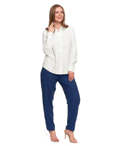 Bluzki i koszule - Damska koszula lniana BIAŁY - produkt 8