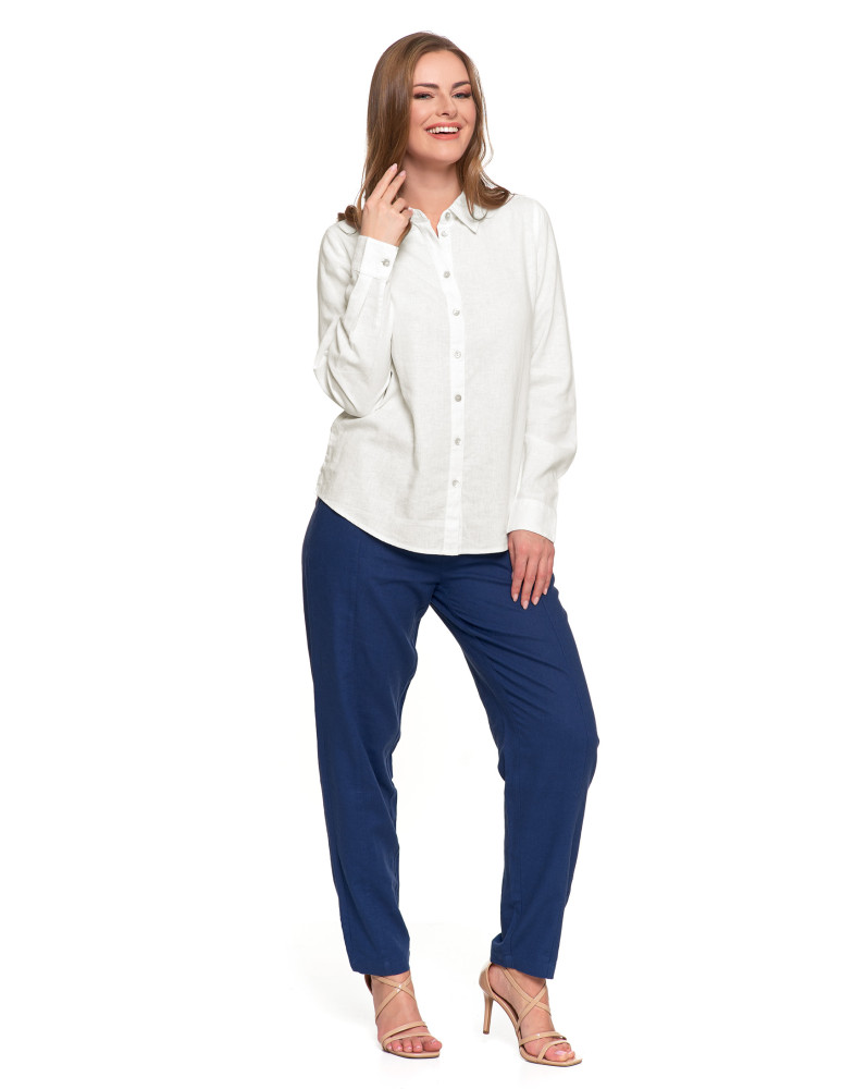 Bluzki i koszule - Damska koszula lniana BIAŁY - produkt moraj.pl 8