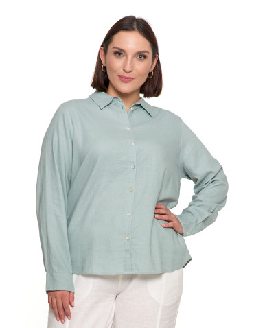 Bluzki i koszule - Damska koszula lniana ZIELONY - produkt 5