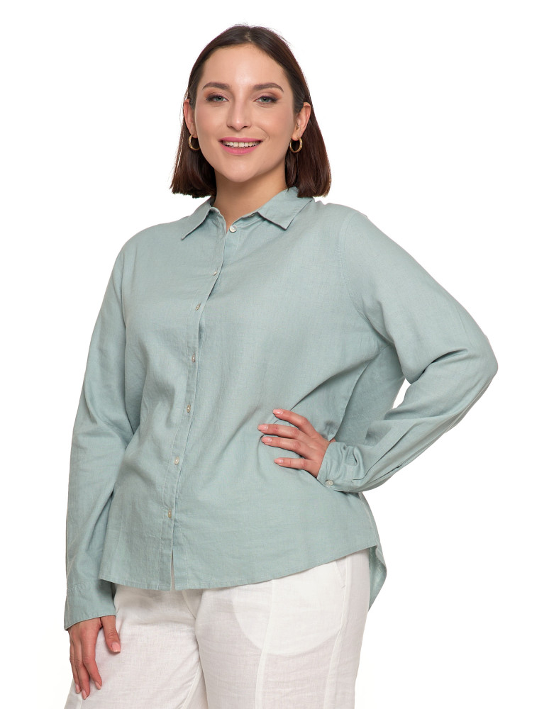 Bluzki i koszule - Damska koszula lniana ZIELONY  - produkt moraj.pl 6