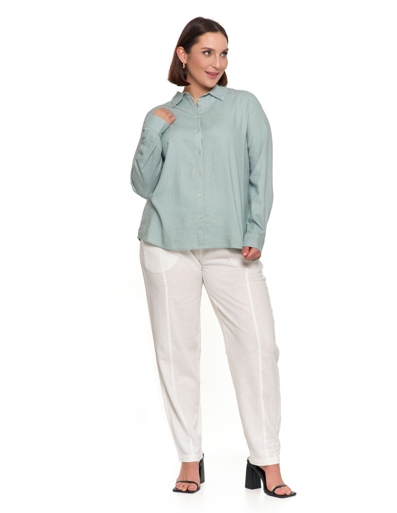 Bluzki i koszule - Damska koszula lniana ZIELONY  - produkt moraj.pl 8