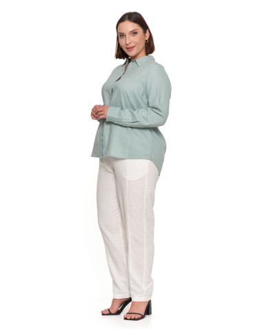 Bluzki i koszule - Damska koszula lniana ZIELONY - produkt 9