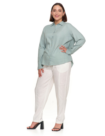 Bluzki i koszule - Damska koszula lniana ZIELONY - produkt 10