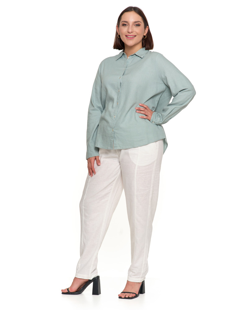 Bluzki i koszule - Damska koszula lniana ZIELONY  - produkt moraj.pl 10