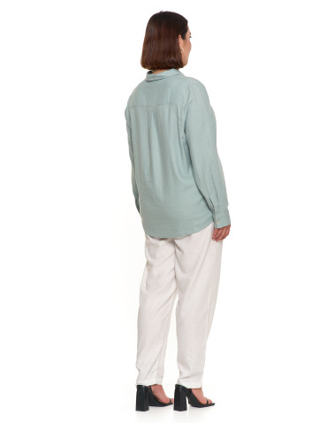 Bluzki i koszule - Damska koszula lniana ZIELONY - produkt 11