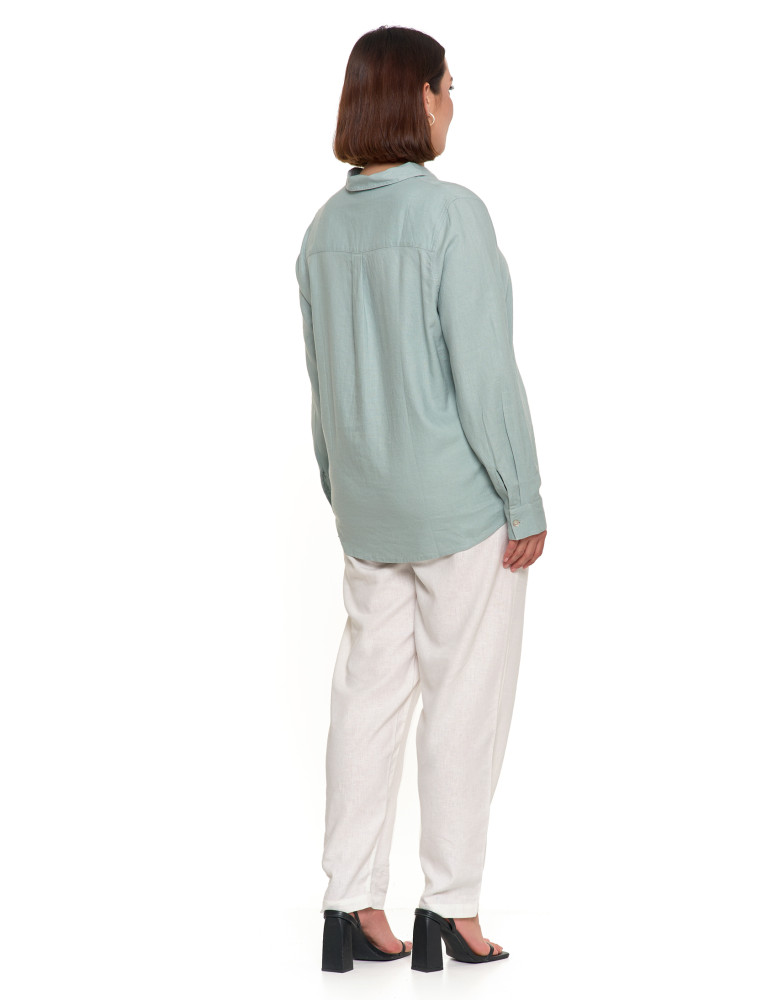 Bluzki i koszule - Damska koszula lniana ZIELONY  - produkt moraj.pl 11