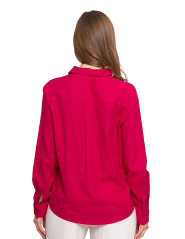 Bluzki i koszule - Damska koszula lniana FUKSJA - produkt 3