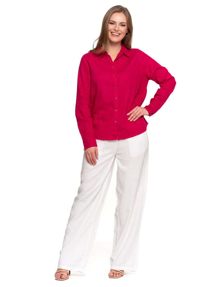 Bluzki i koszule - Damska koszula lniana FUKSJA - produkt moraj.pl 4