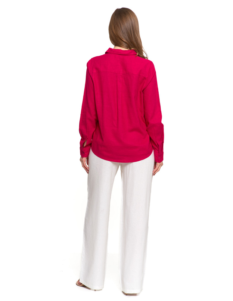 Bluzki i koszule - Damska koszula lniana FUKSJA - produkt moraj.pl 5