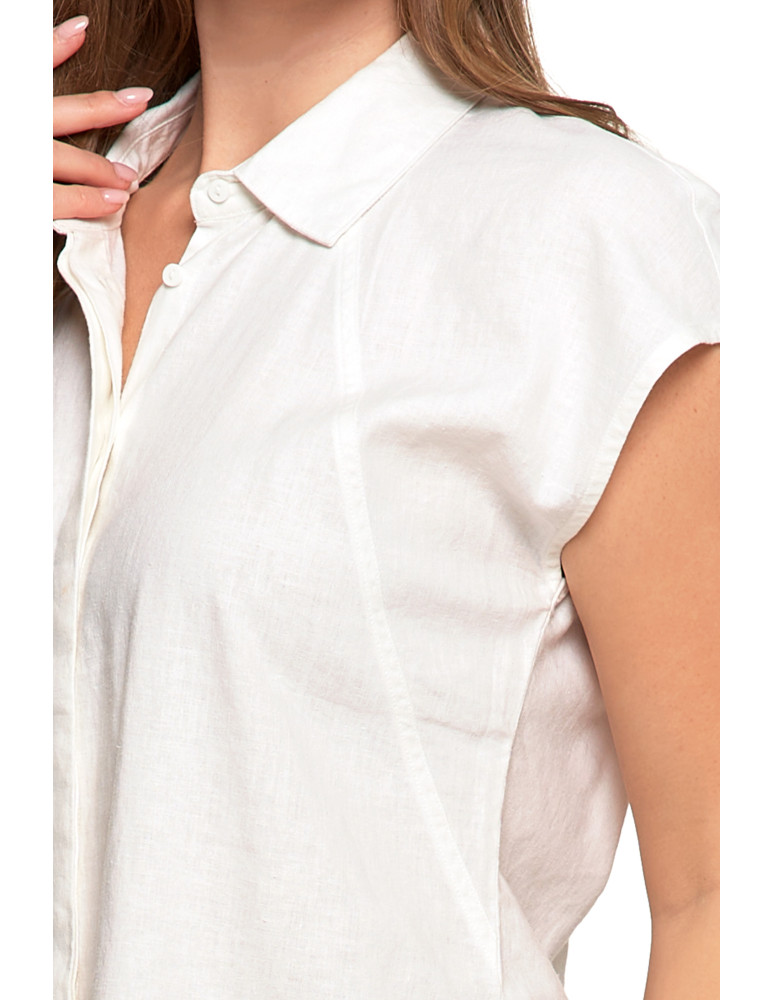 Bluzki i koszule - Damska bluzka z lnu koszulowa BIAŁY  - produkt moraj.pl 4