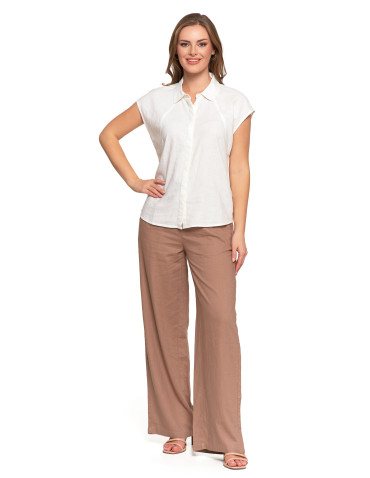 Bluzki i koszule - Damska bluzka z lnu koszulowa BIAŁY - produkt 7