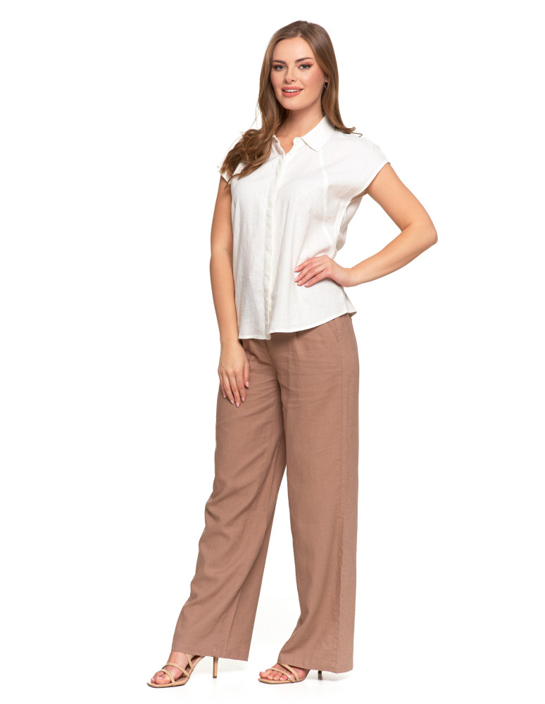 Bluzki i koszule - Damska bluzka z lnu koszulowa BIAŁY  - produkt moraj.pl 11