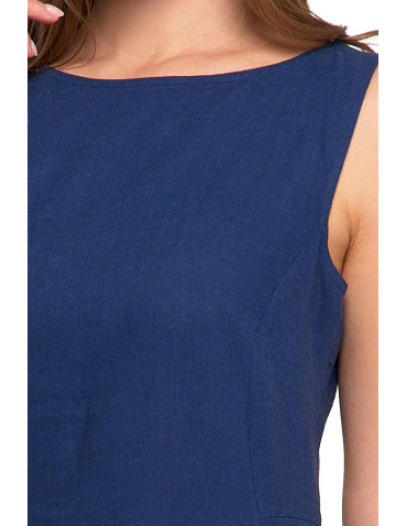 Sukienki i kombinezony - Sukienka lniana damska maxi GRANATOWY - produkt 4