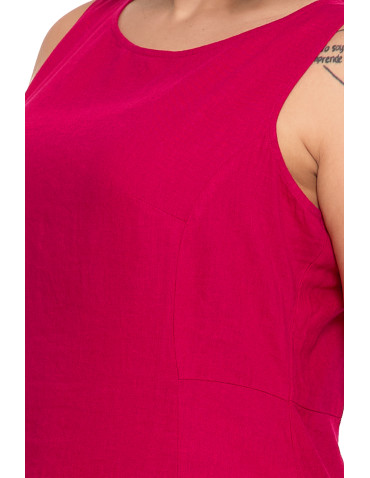 Sukienki i kombinezony - Sukienka lniana damska maxi FUKSJA - produkt 3