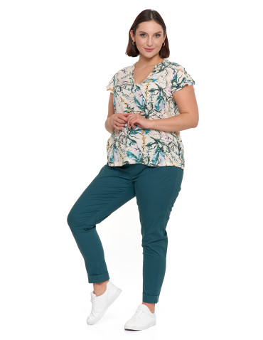 Bluzki i koszule - Bluzka damska z krótkim rękawem wiskozowa WIELOKOLOROWY - produkt 3