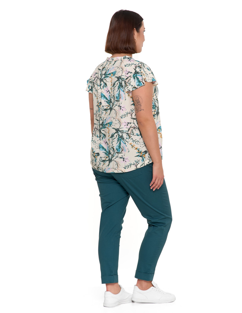 Bluzki i koszule - Bluzka damska z krótkim rękawem wiskozowa WIELOKOLOROWY  - produkt moraj.pl 4