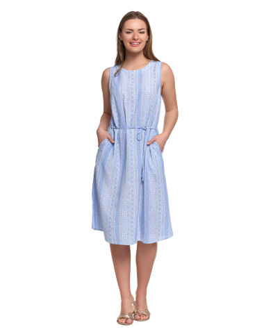 Sukienka damska wiskozowa z wiązaniem w talii i kieszeniami