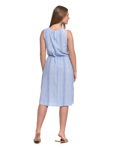 Sukienki i kombinezony - Sukienka damska wiskozowa z wiązaniem w talii i kieszeniami NIEBIESKI - produkt 4