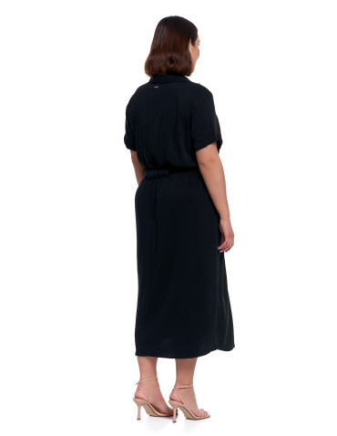 Sukienki i kombinezony - Sukienka damska szmizjerka midi z wiązaniem CZARNY - produkt 8