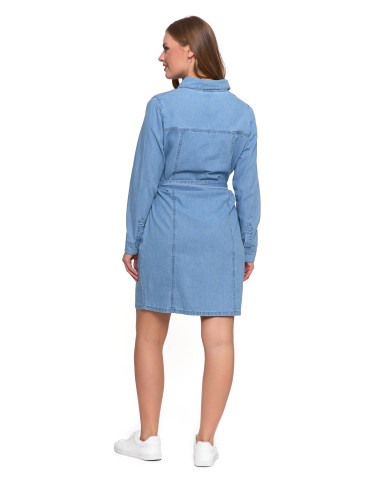 Sukienki i kombinezony - Sukienka jeansowa damska szmizjerka JASNY NIEBIESKI  - produkt 5