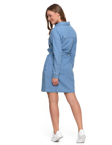 Sukienki i kombinezony - Sukienka jeansowa damska szmizjerka JASNY NIEBIESKI  - produkt 6