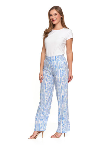 Spodnie damskie - Spodnie damskie z szerokimi nogawkami NIEBIESKI - produkt 3