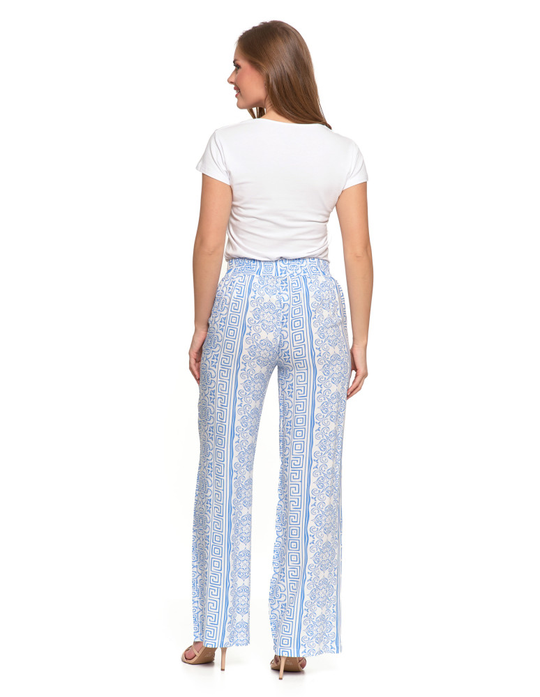 Spodnie damskie - Spodnie damskie z szerokimi nogawkami NIEBIESKI - produkt moraj.pl 4