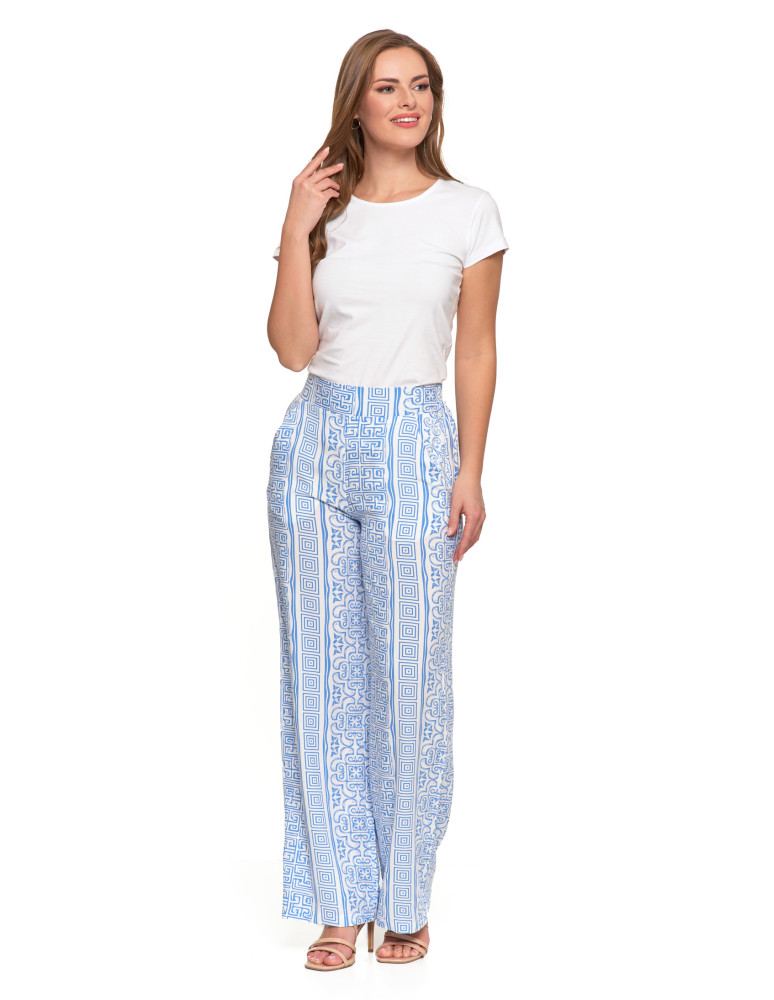 Spodnie damskie - Spodnie damskie z szerokimi nogawkami NIEBIESKI - produkt moraj.pl 7