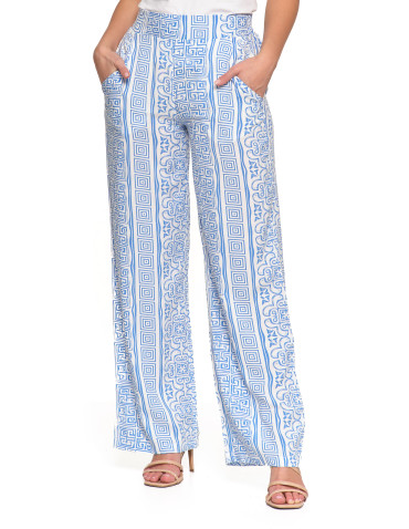 Spodnie damskie - Spodnie damskie z szerokimi nogawkami NIEBIESKI - produkt 8