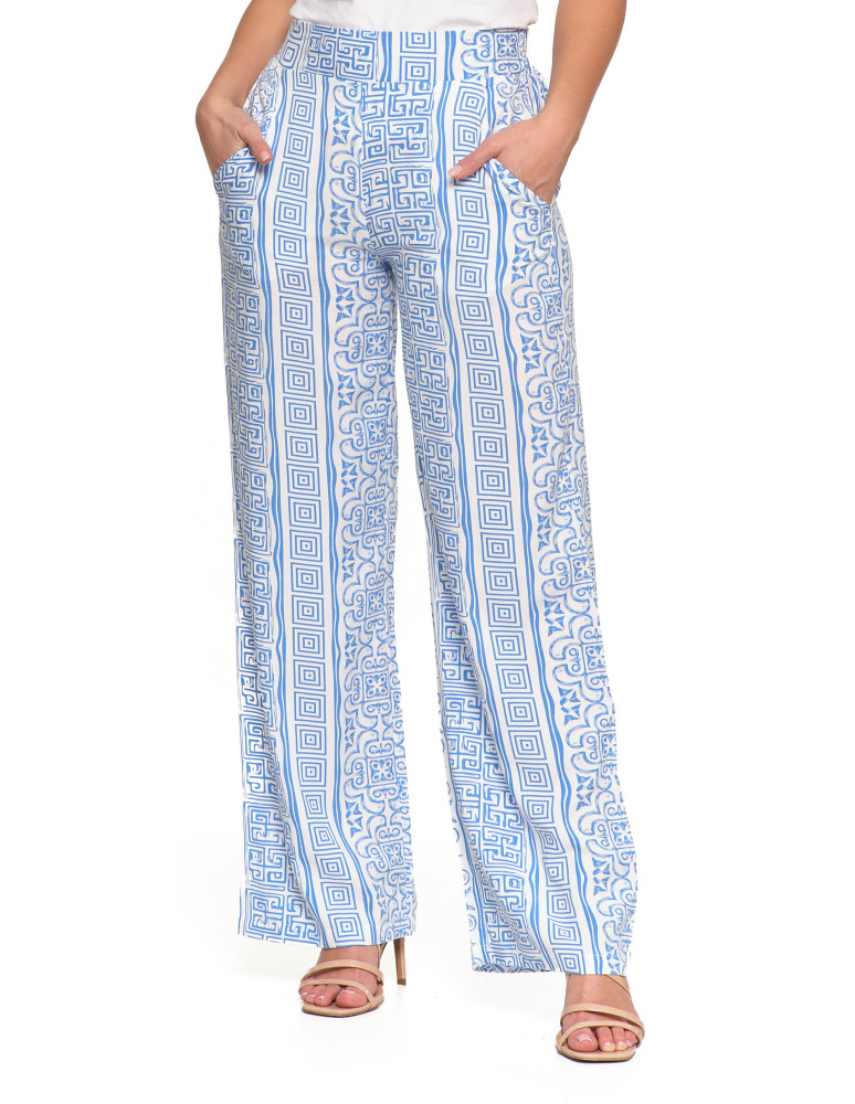 Spodnie damskie - Spodnie damskie z szerokimi nogawkami NIEBIESKI - produkt moraj.pl 8