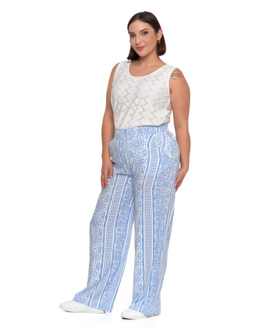 Spodnie damskie - Spodnie damskie z szerokimi nogawkami NIEBIESKI - produkt 10